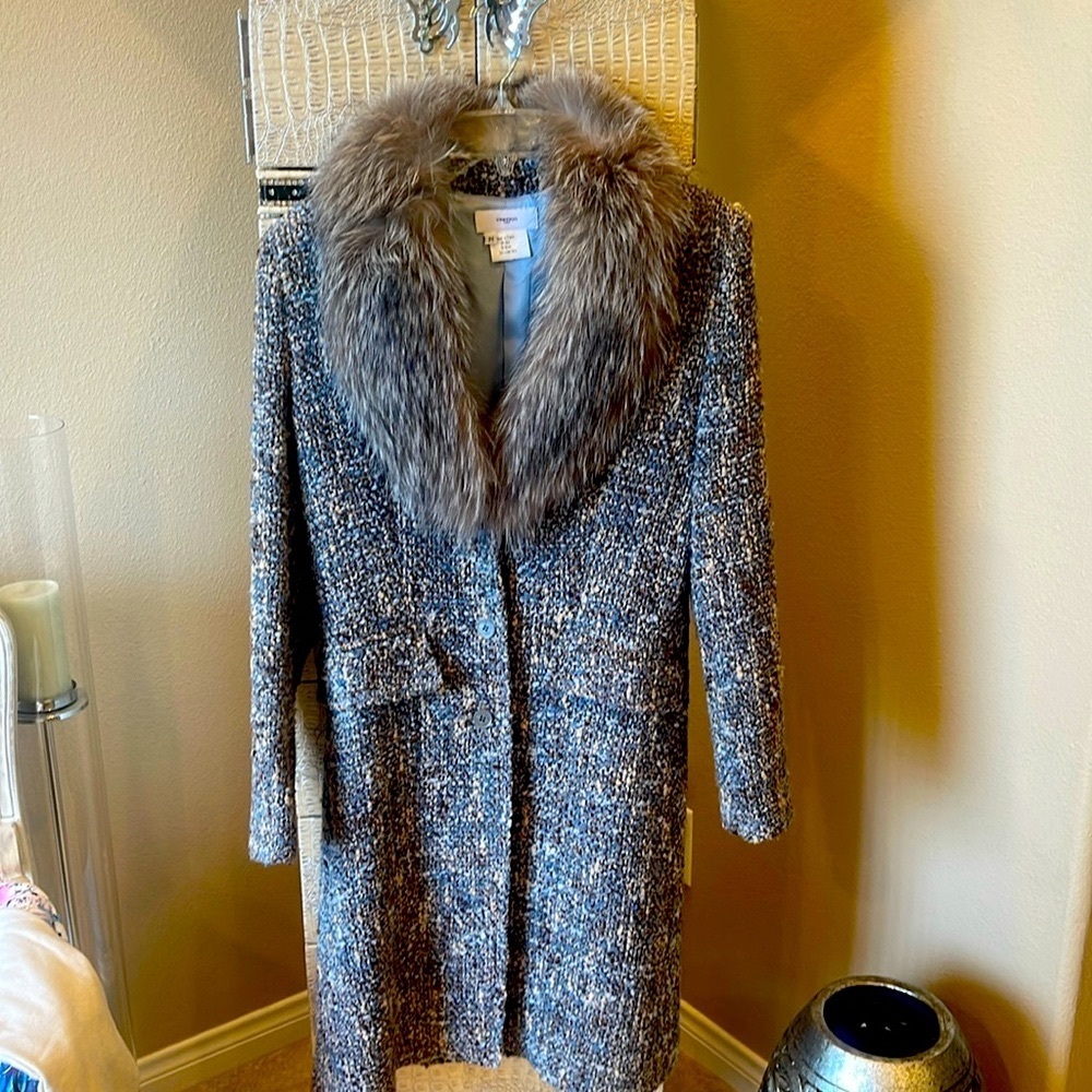 Wool Coat with Fox Collar